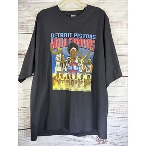Detroit Pistons NBA World Champions 2004 Basketball Black Graphic T Shirt 3XL